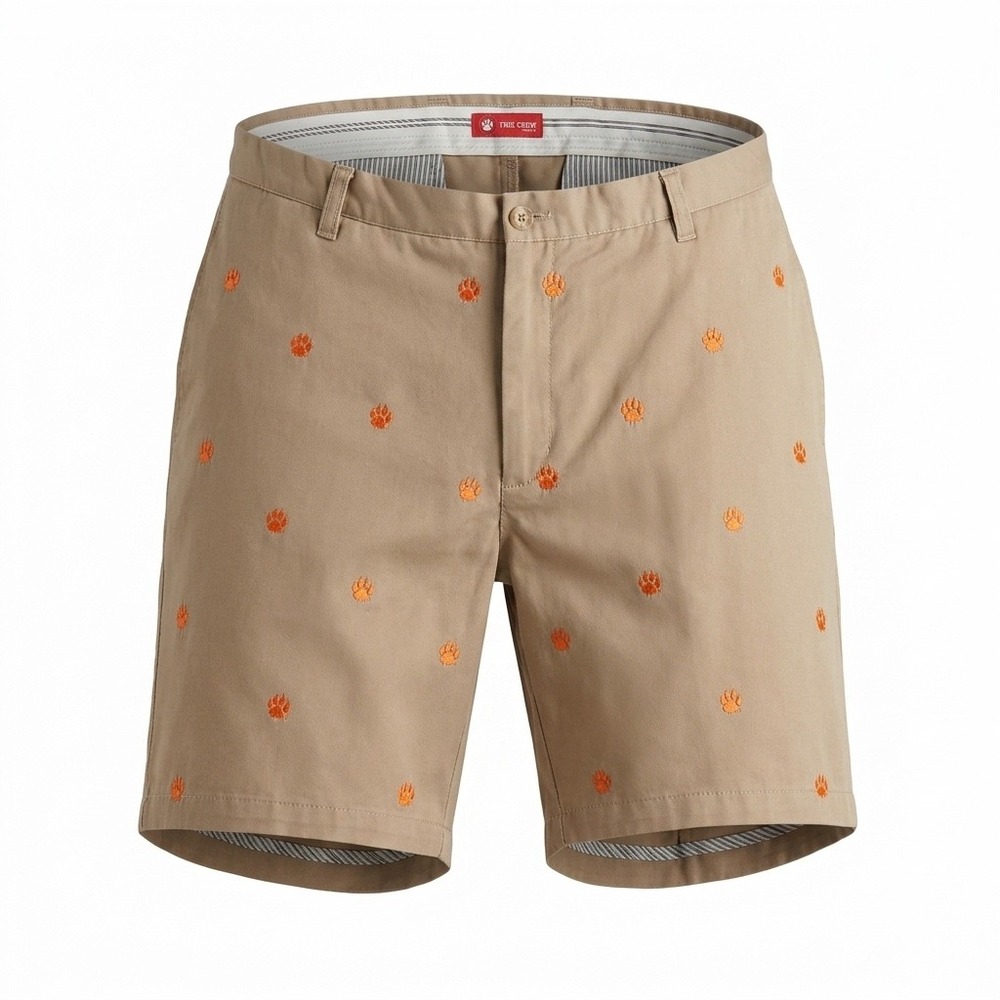 The Tiger Sports Shop Clemson Tigers Khaki Shorts Mens 44 Embroidered Paw Prints